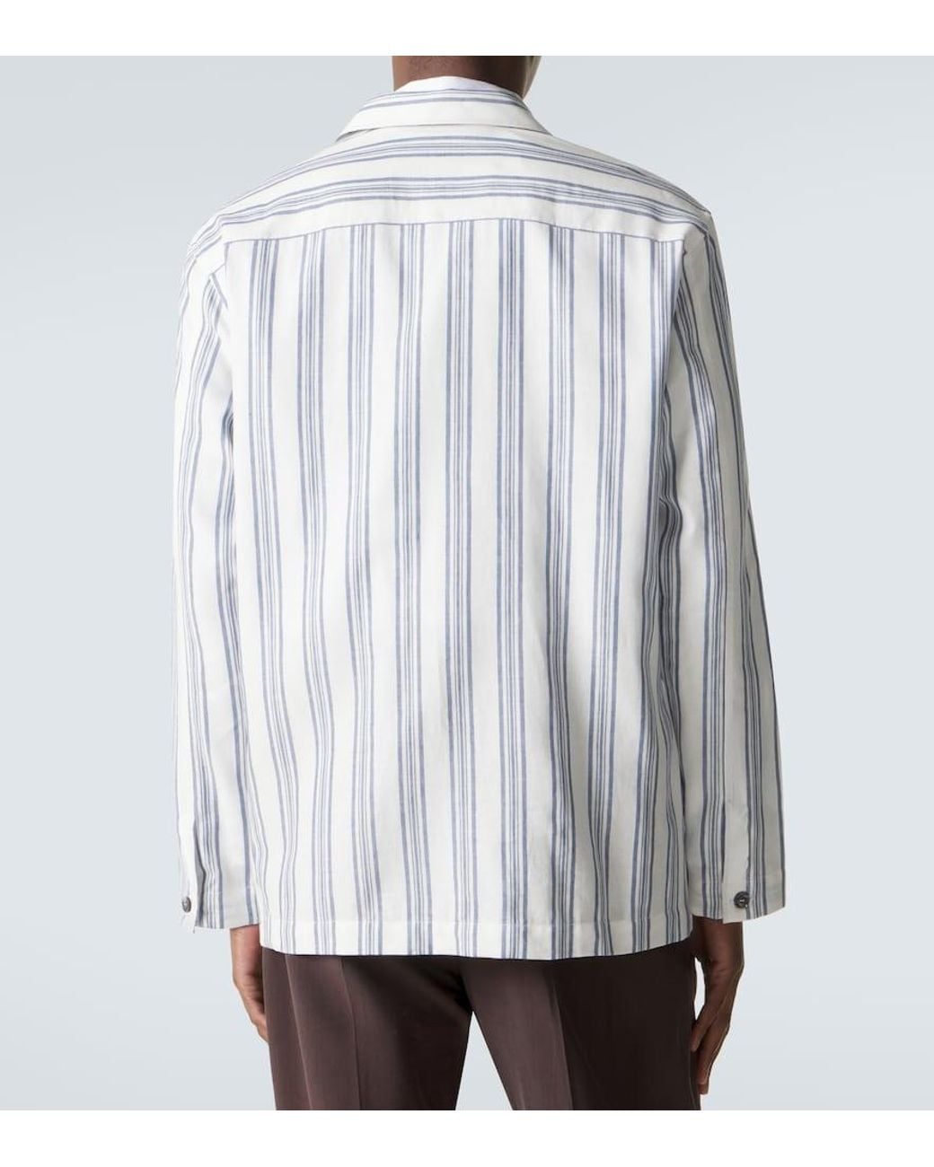 Brioni White Striped Cotton And Linen Blazer for men