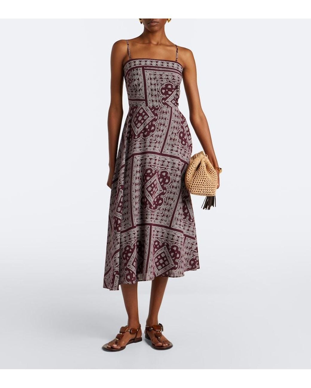 Veronica Beard Purple Kitt Printed Cotton-Blend Midi Dress