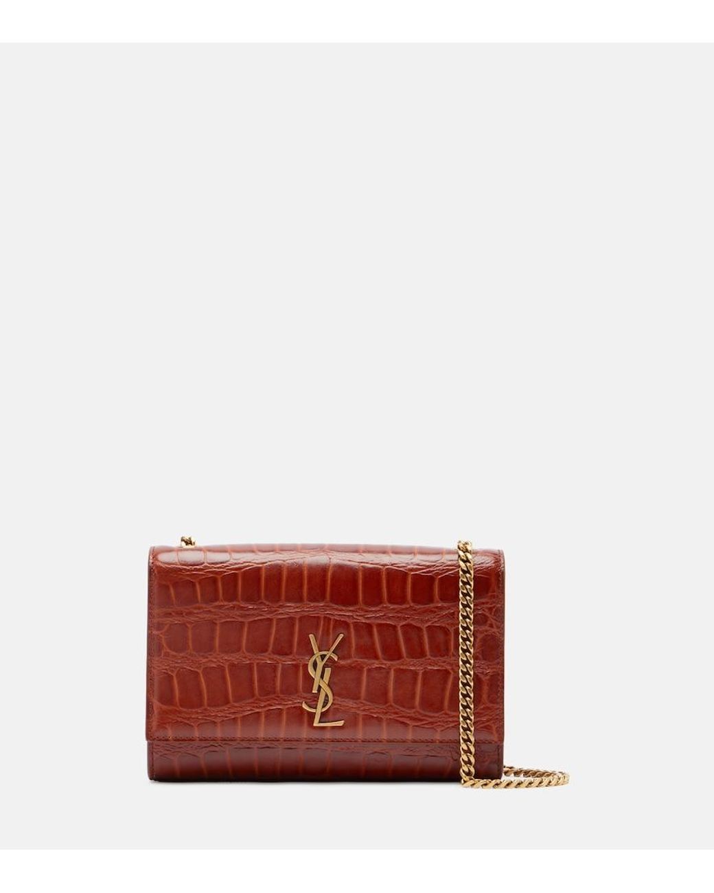 Saint Laurent Red Kate Small Croc-Effect Leather Shoulder Bag
