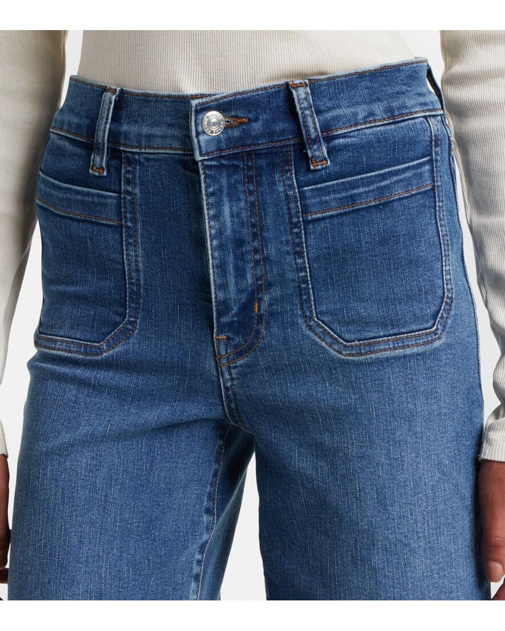 FRAME Blue Le Slim Palazzo Wide-Leg Jeans