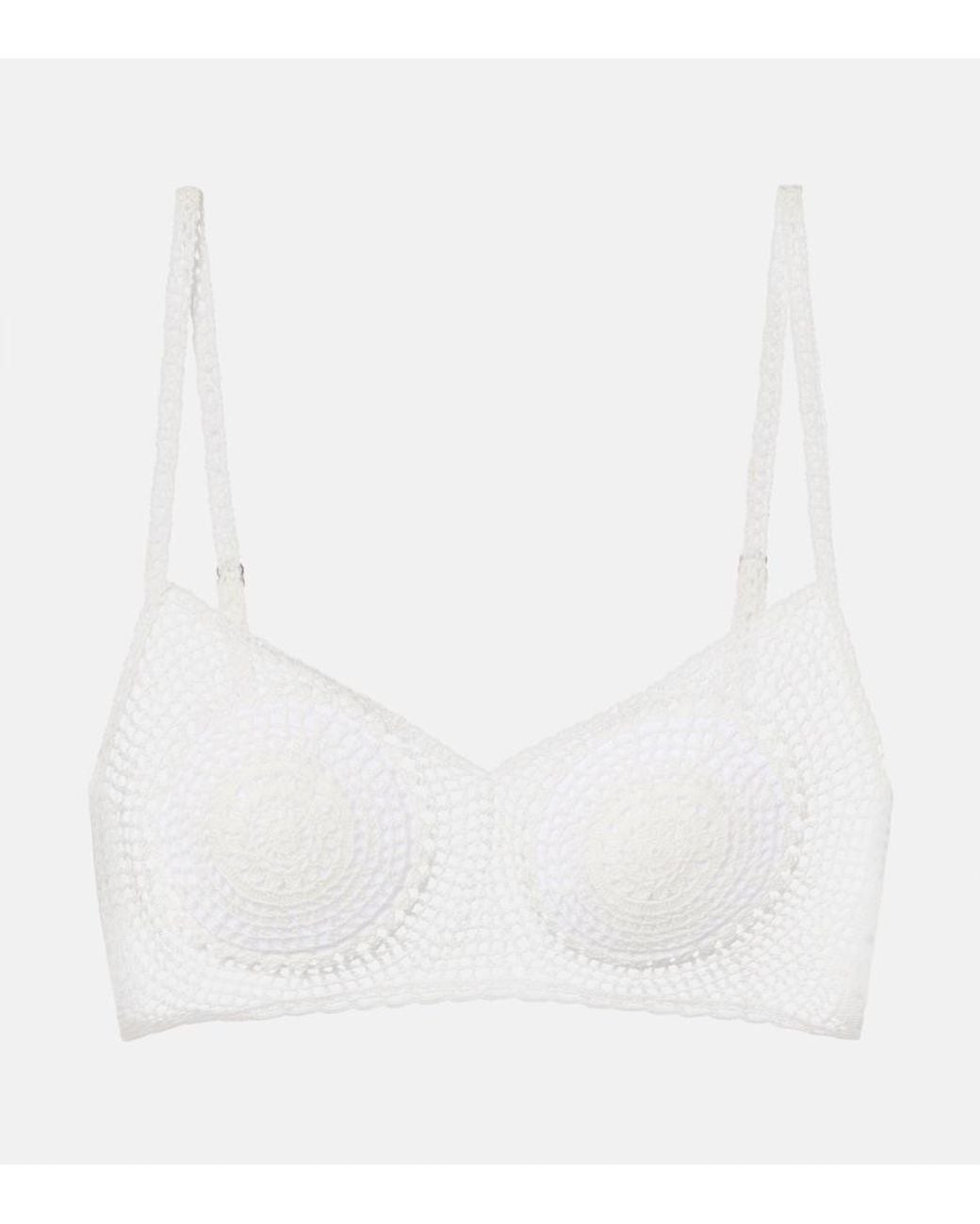 Magda Butrym White Crochet Cotton Bra