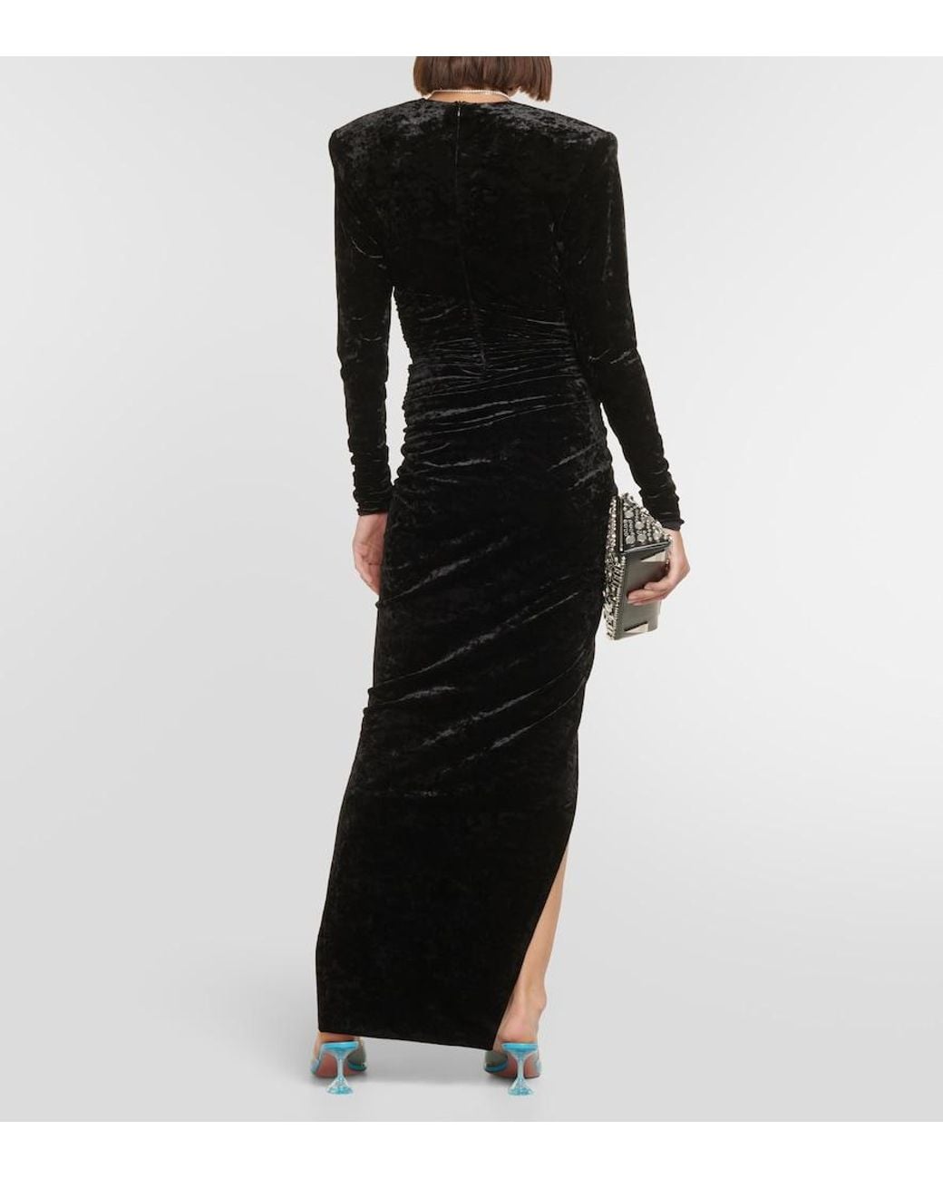 Alexandre Vauthier Black Velvet Long Dress