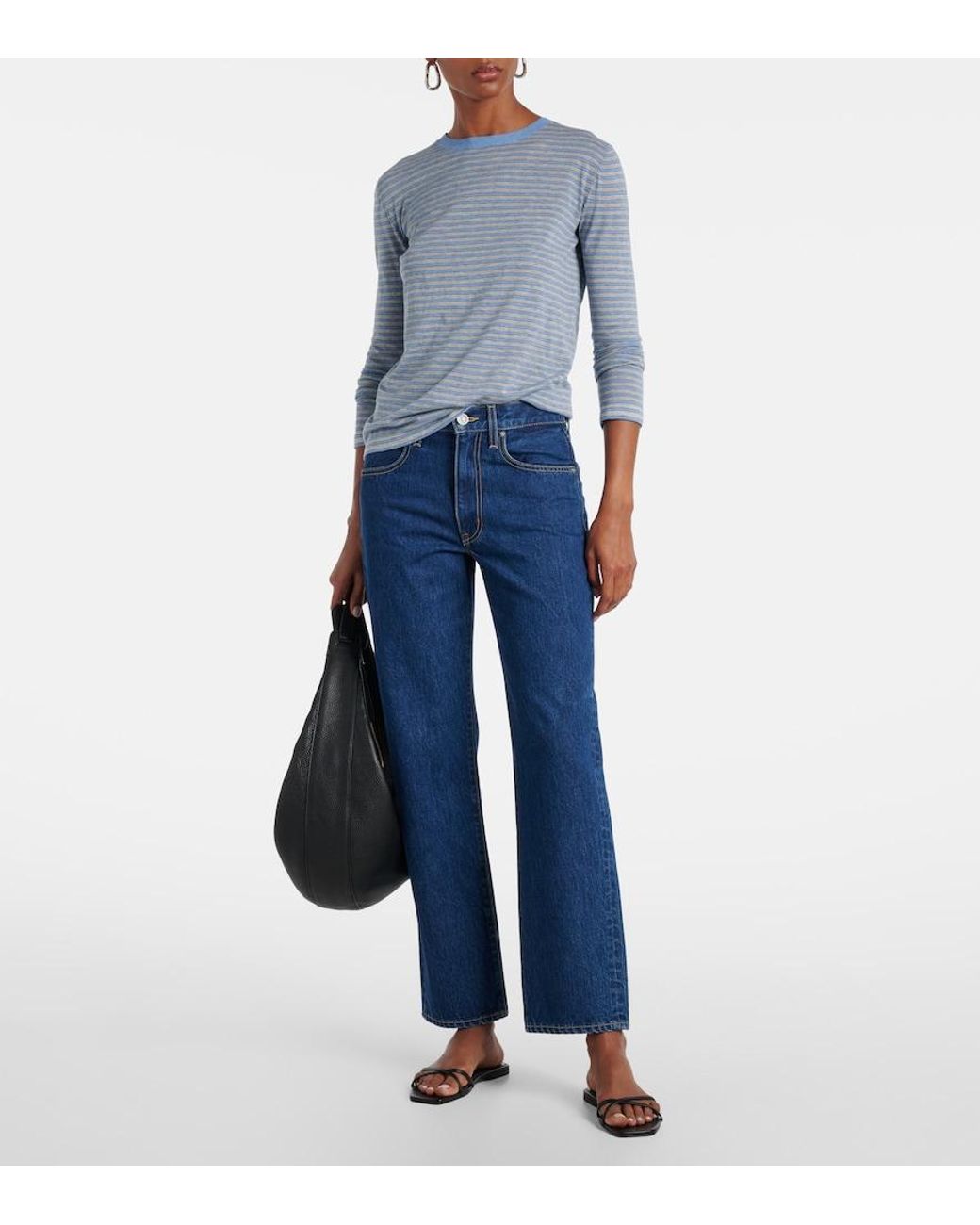 SLVRLAKE Denim Blue Sophie High-Rise Straight Jeans
