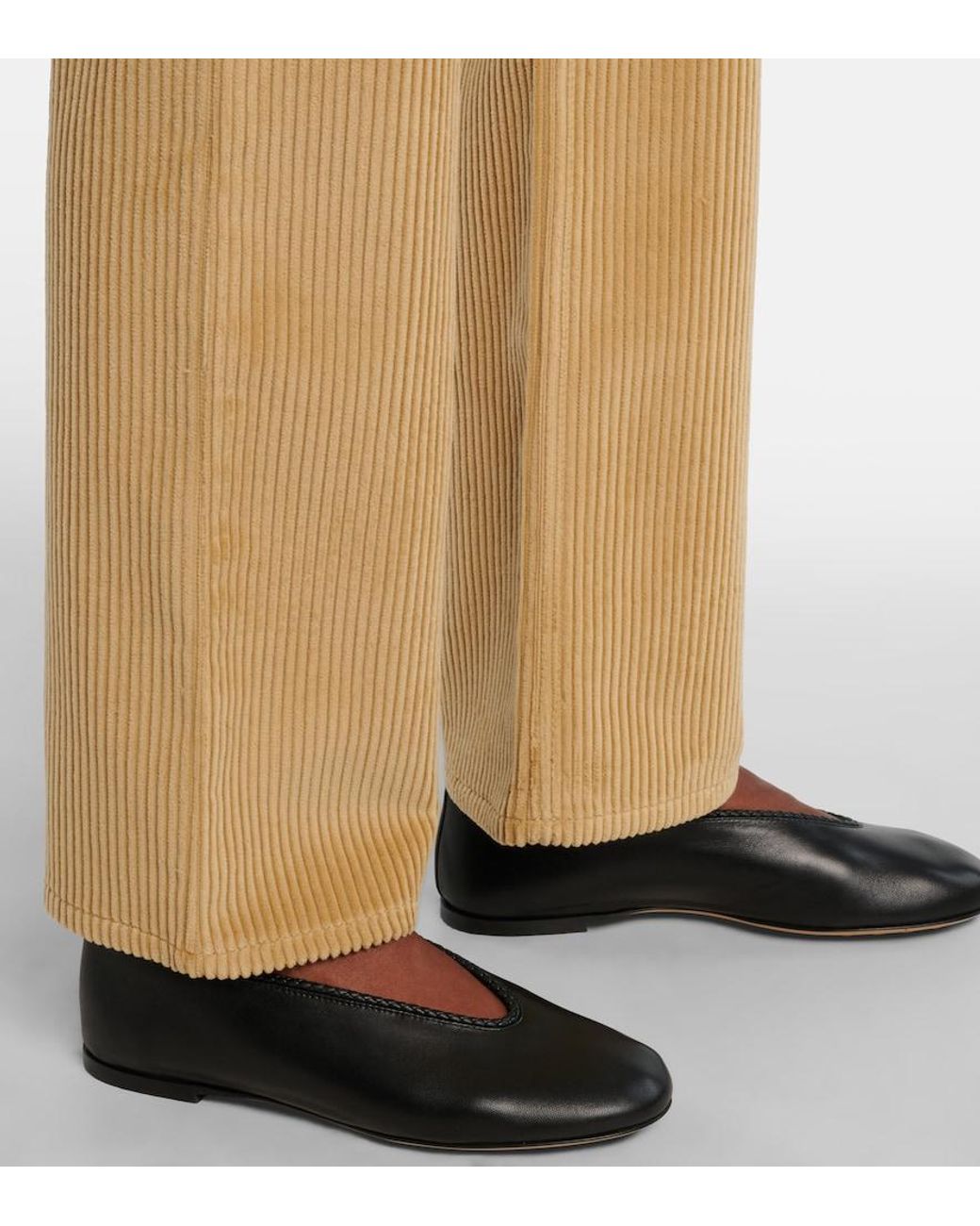 Bottega Veneta Natural Cotton Corduroy Flared Pants