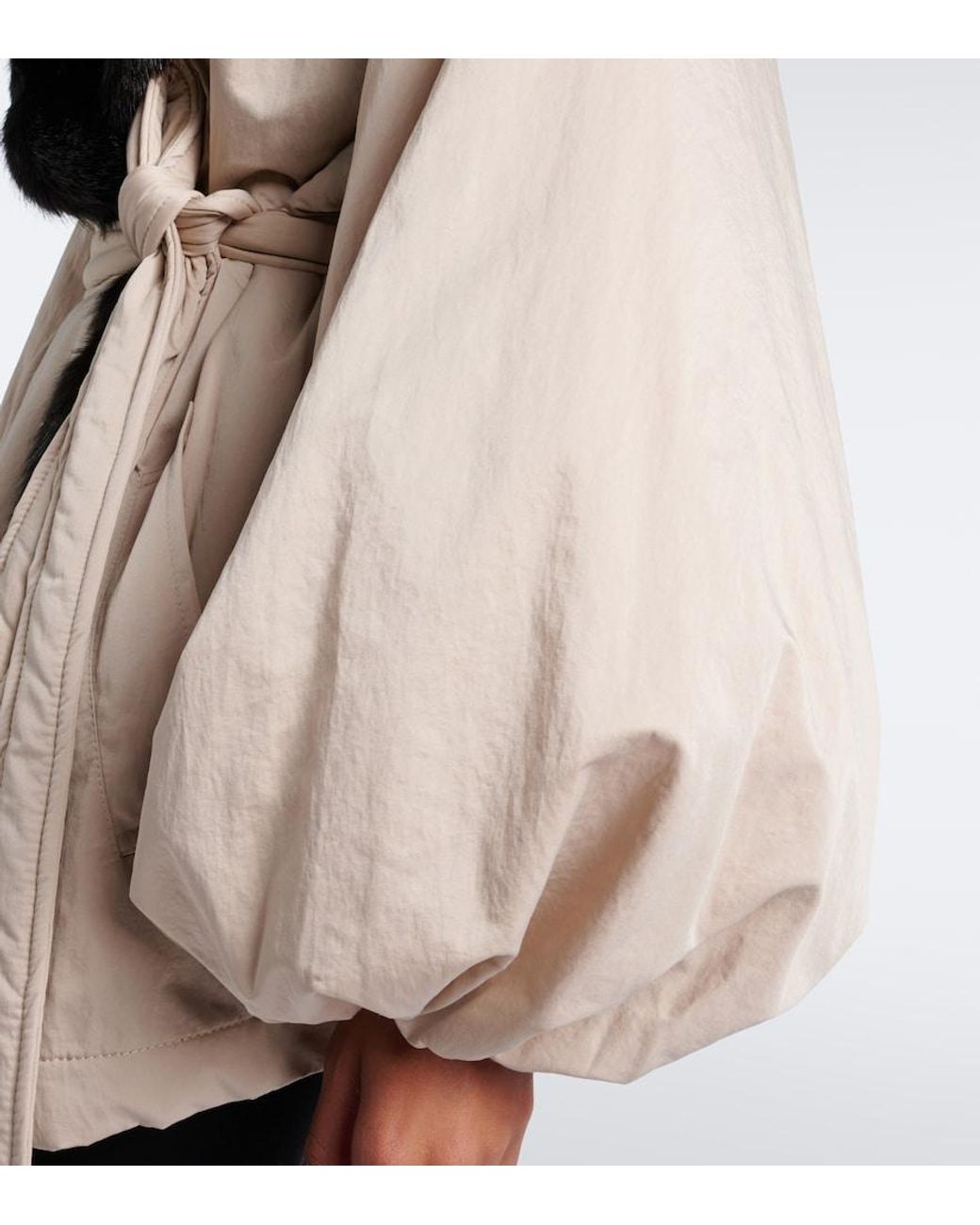 Magda Butrym Black Shearling-Trimmed Wrap Coat