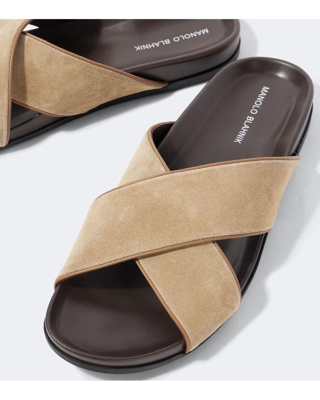 Manolo Blahnik Brown Chiltern Suede Slides for men