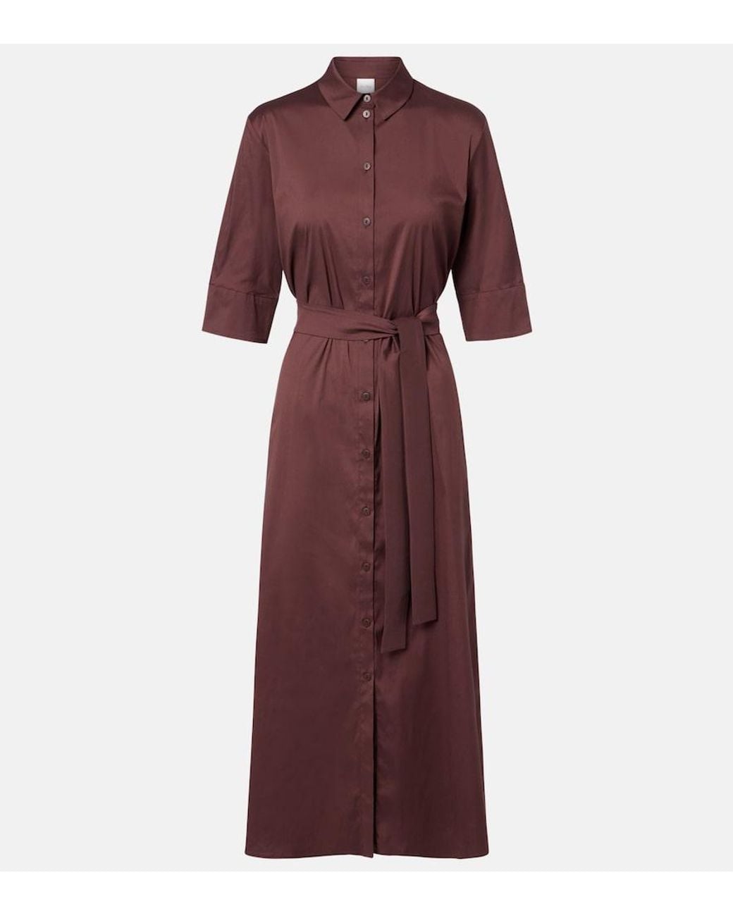 Max Mara Purple Cognac Cotton-Blend Midi Dress