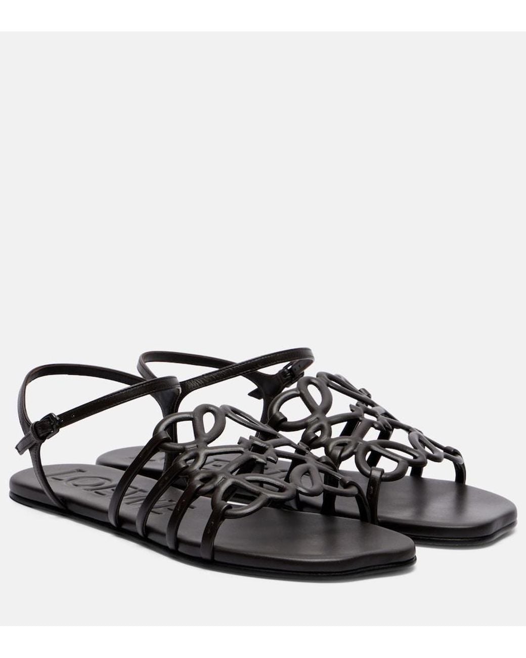 Loewe Black Paula's Ibiza Petal Anagram Leather Sandals