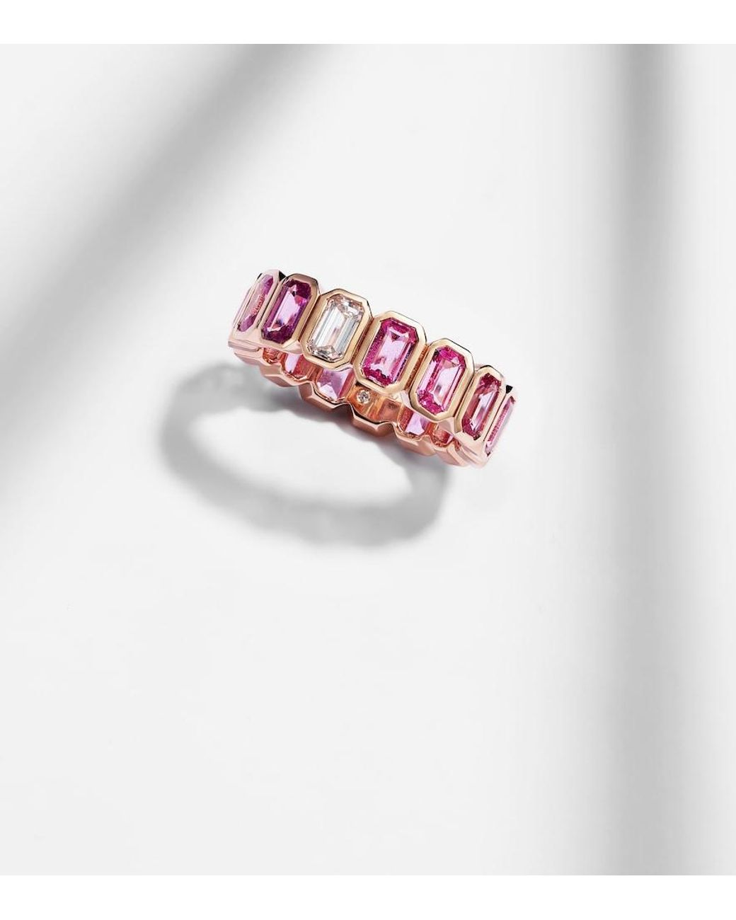 SHAY Pink 18Kt Rose Ring With Sapphires And Diamond