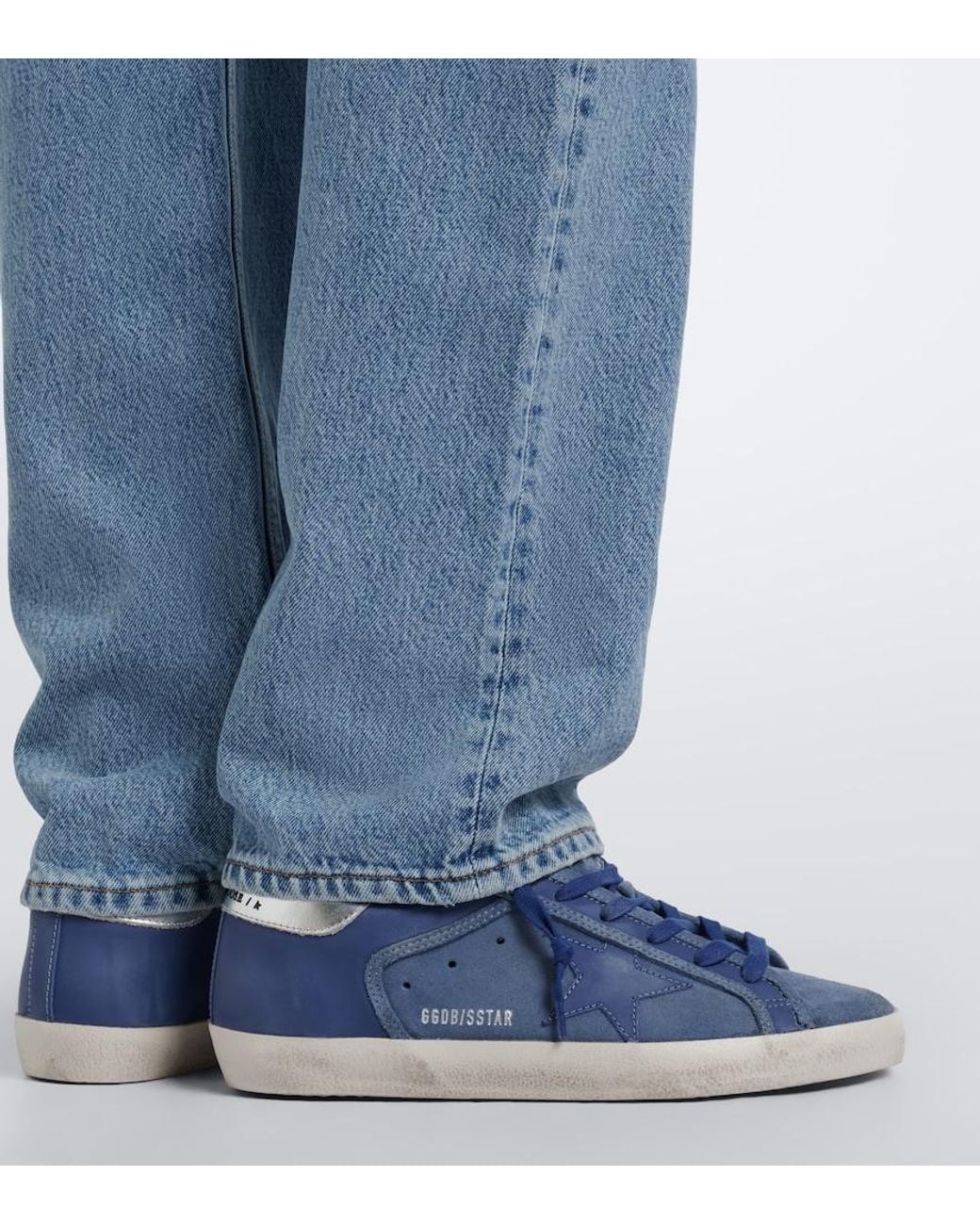 Golden Goose Deluxe Brand Blue Super-Star Leather And Suede Sneakers