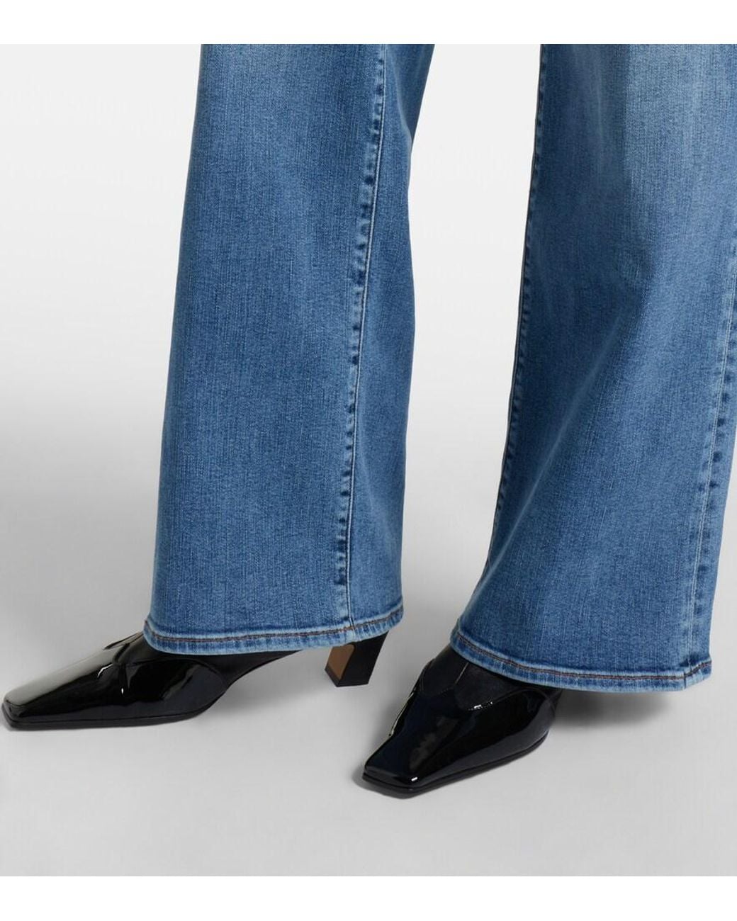 FRAME Blue Le Slim Palazzo Long Wide-Leg Jeans