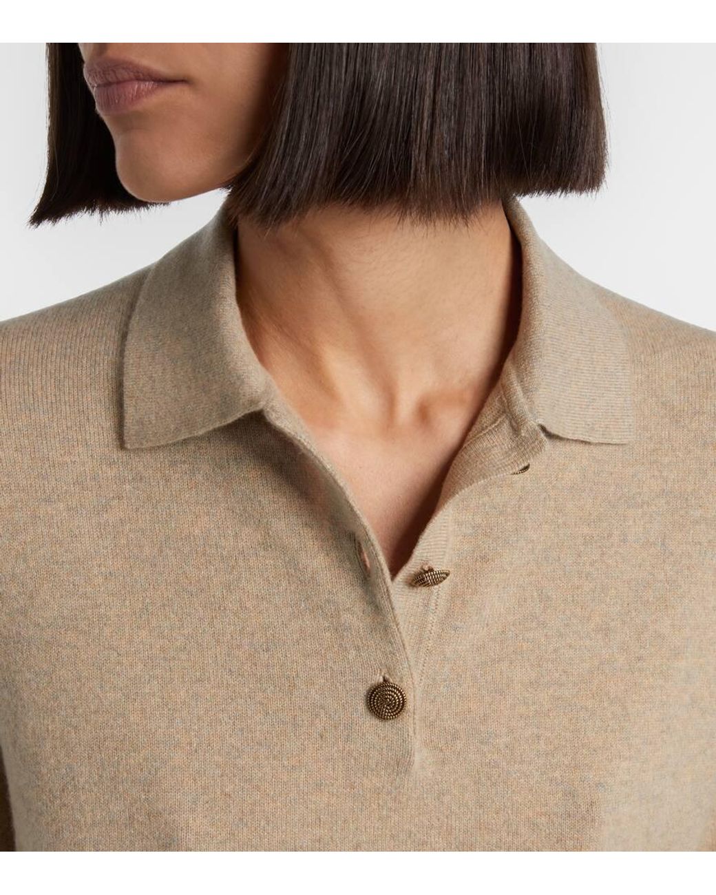 Loro Piana Natural Classic Cashmere Polo Sweater