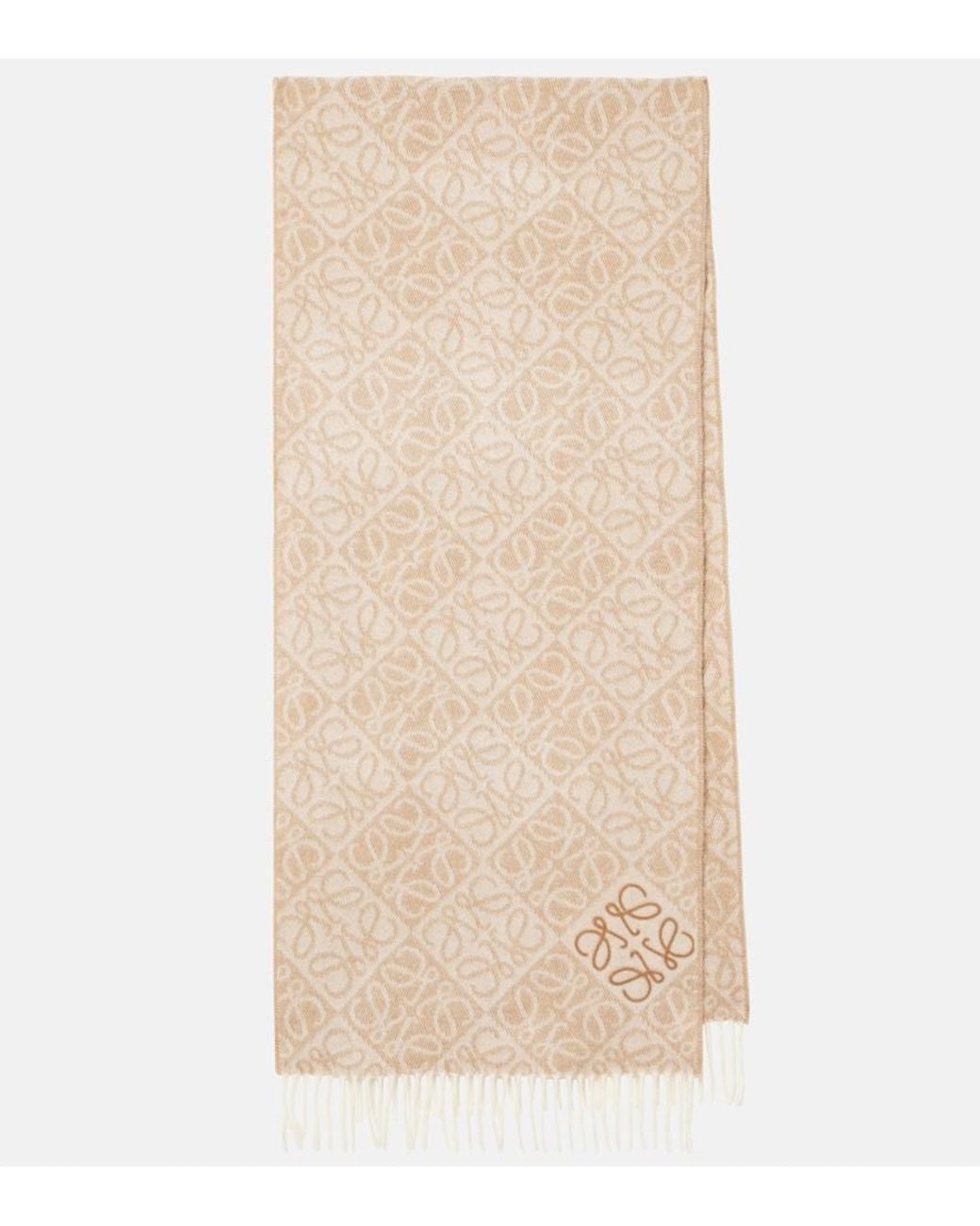 Loewe Natural Anagram Wool And Cashmere Scarf