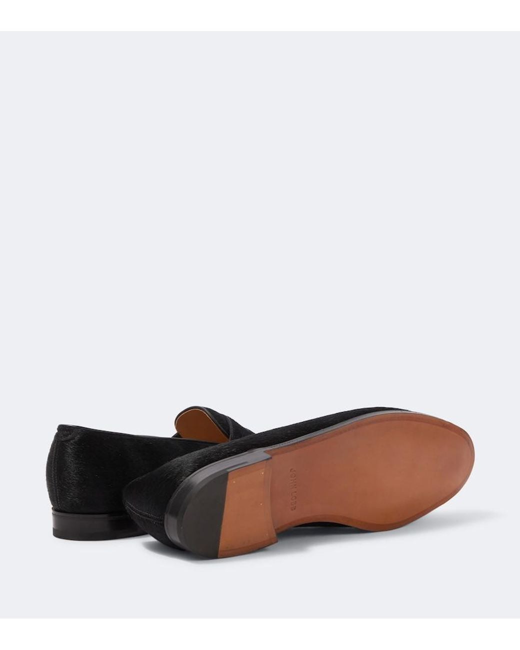 John Lobb Black Lopez Calf Hair Penny Loafers for men