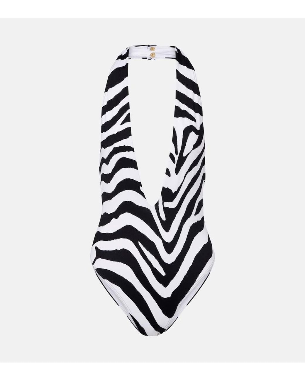 Balmain White Zebra-Print Swimsuit