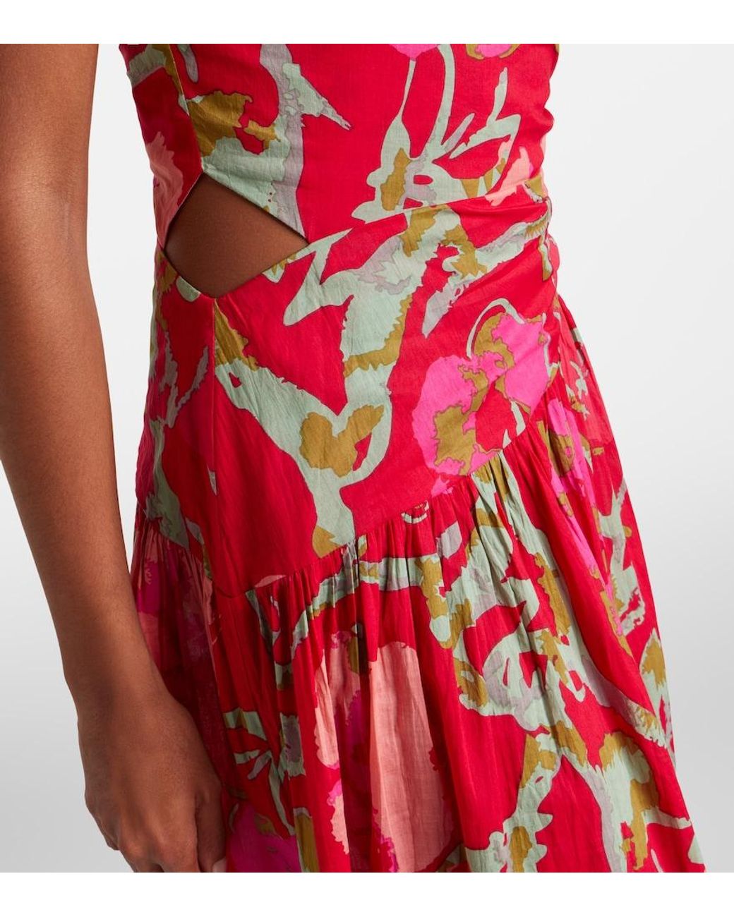 Velvet Red Cosima Floral Cotton Midi Dress