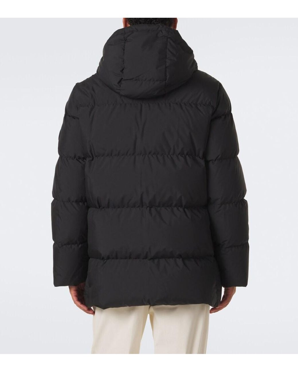 Burberry Black Check Hooded Down Coat for men