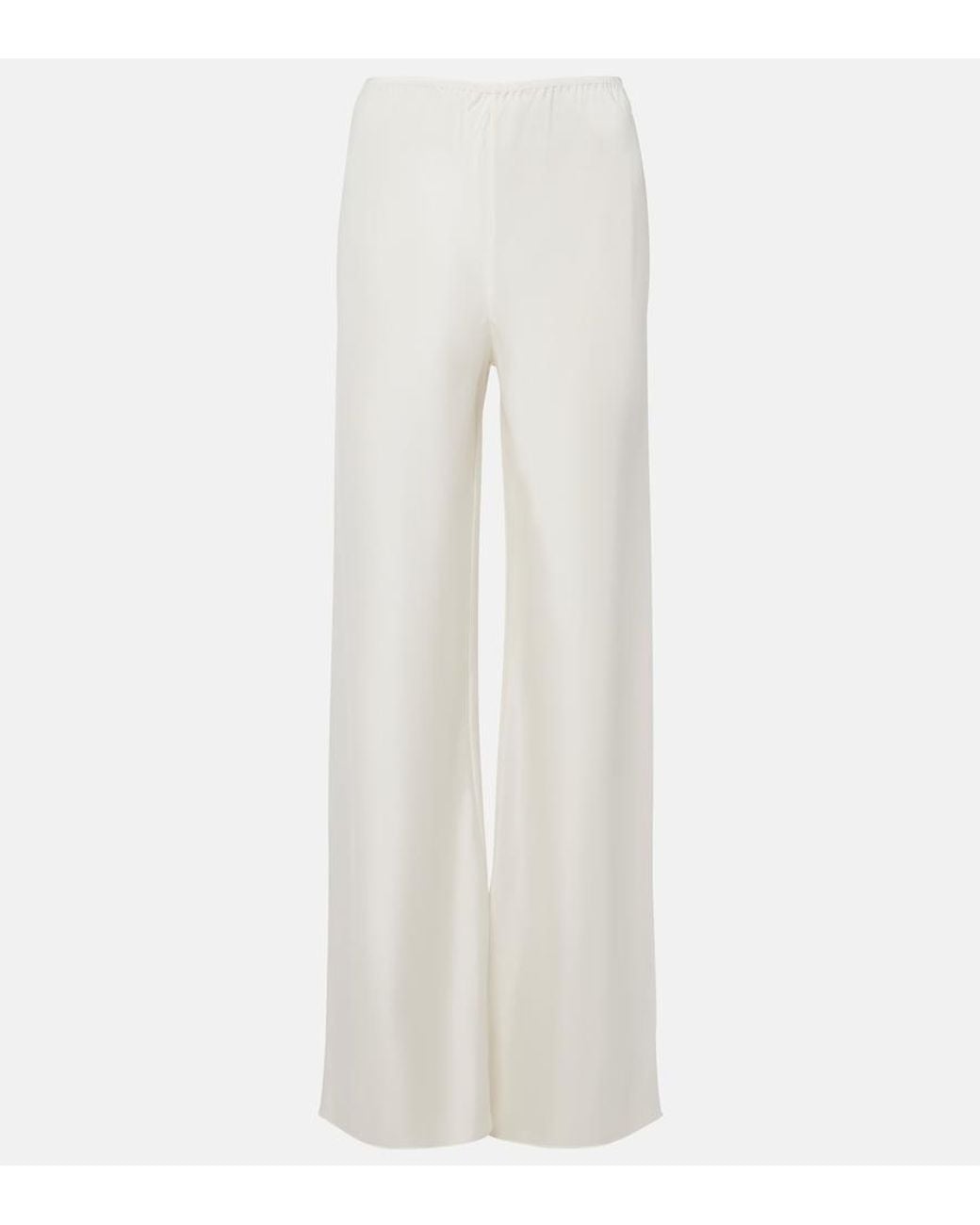 Posse White Cove Silk-Blend Straight Pants