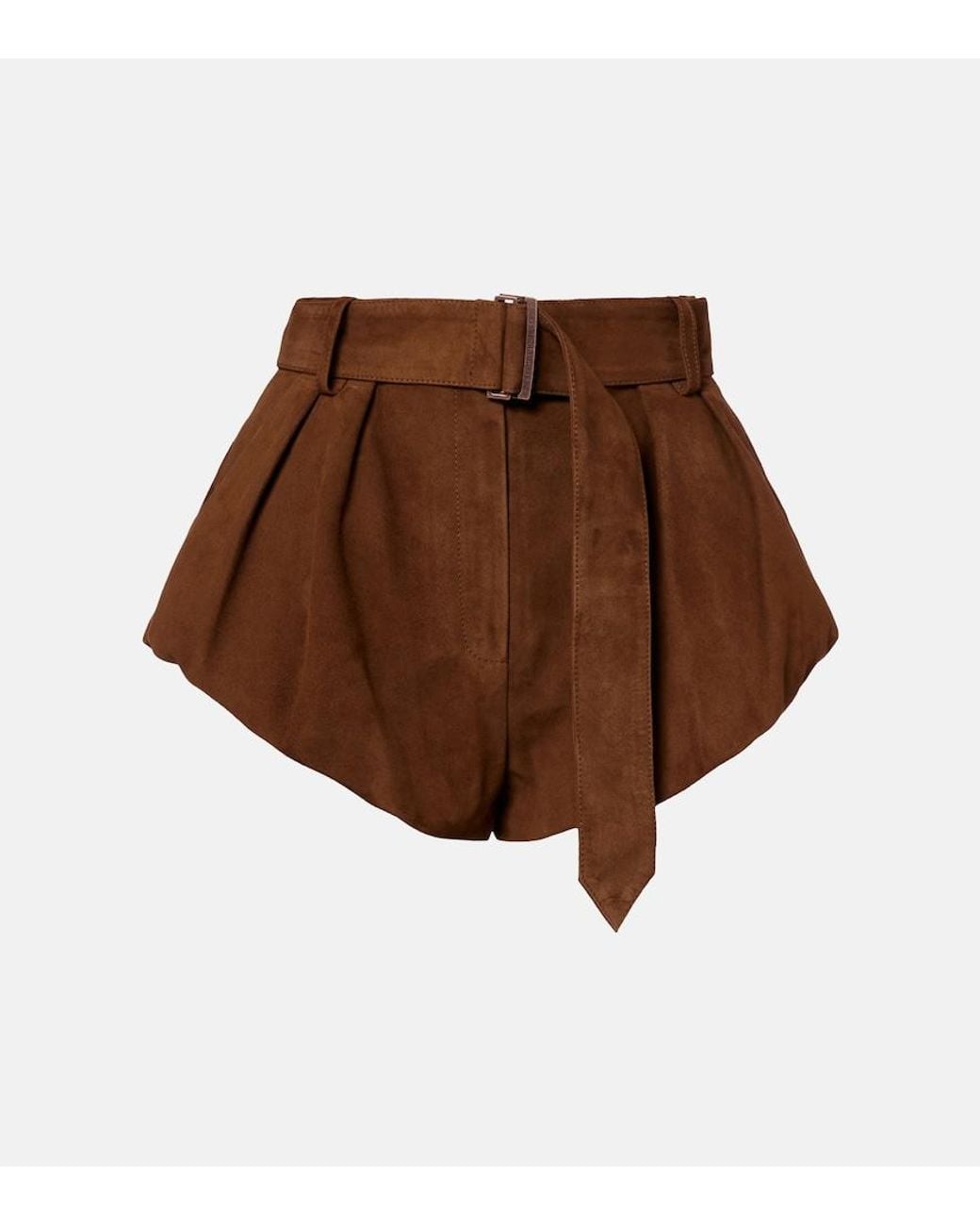Magda Butrym Brown Belted Suede Shorts