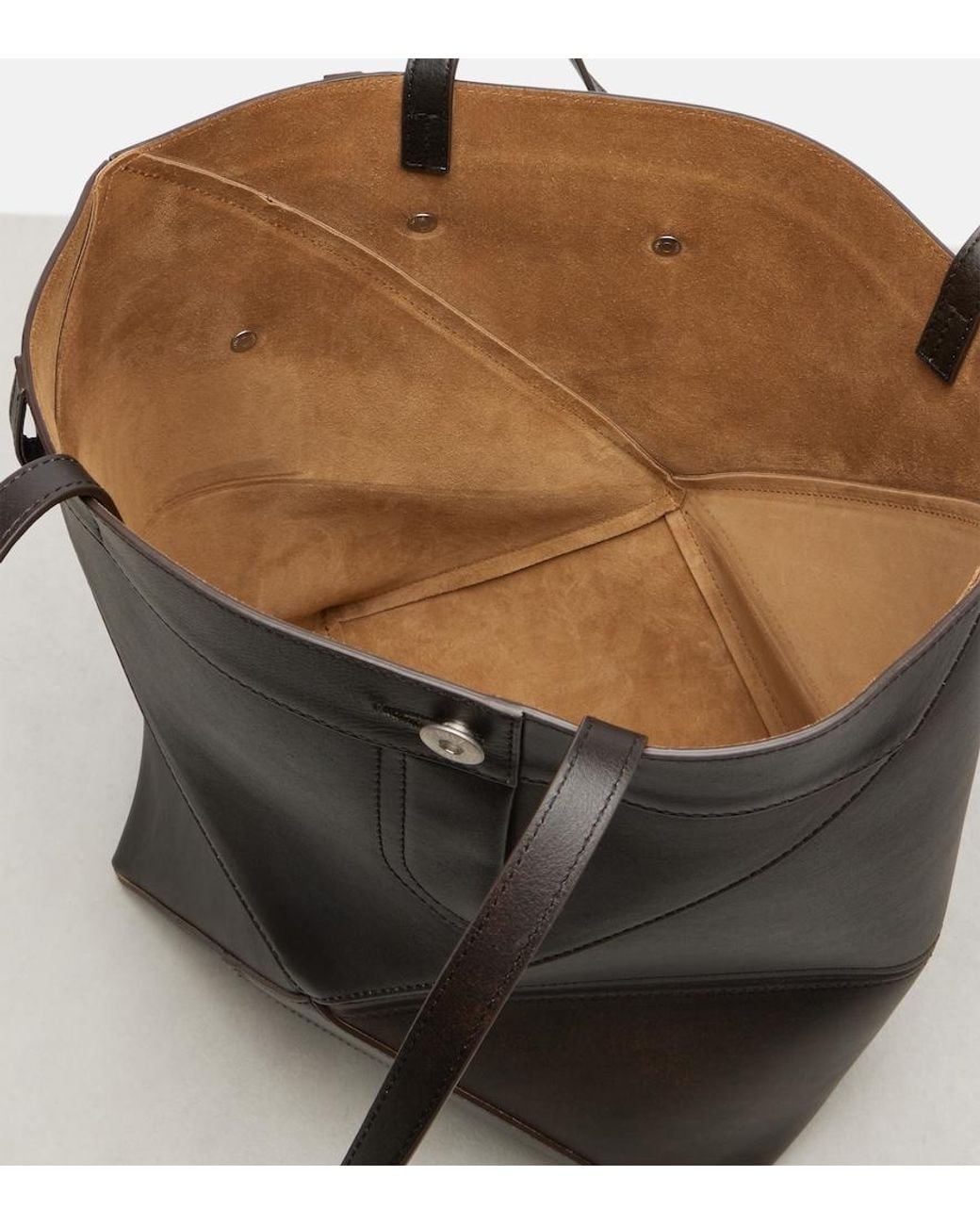 Loewe Black Puzzle Fold Medium Leather Tote Bag
