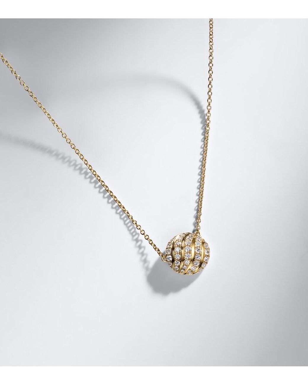 David Yurman White Sculpted Cable 18Kt Pendant Necklace With Diamonds