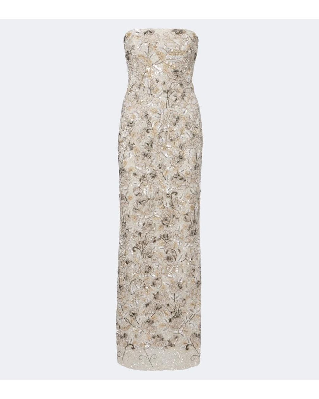 La Fuori Natural Icey Rose Embellished Floral Bustier Gown