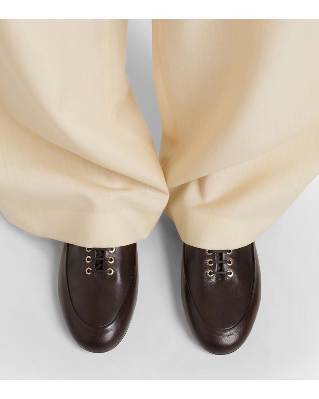 Jil Sander Brown Leather Lace-Up Loafers