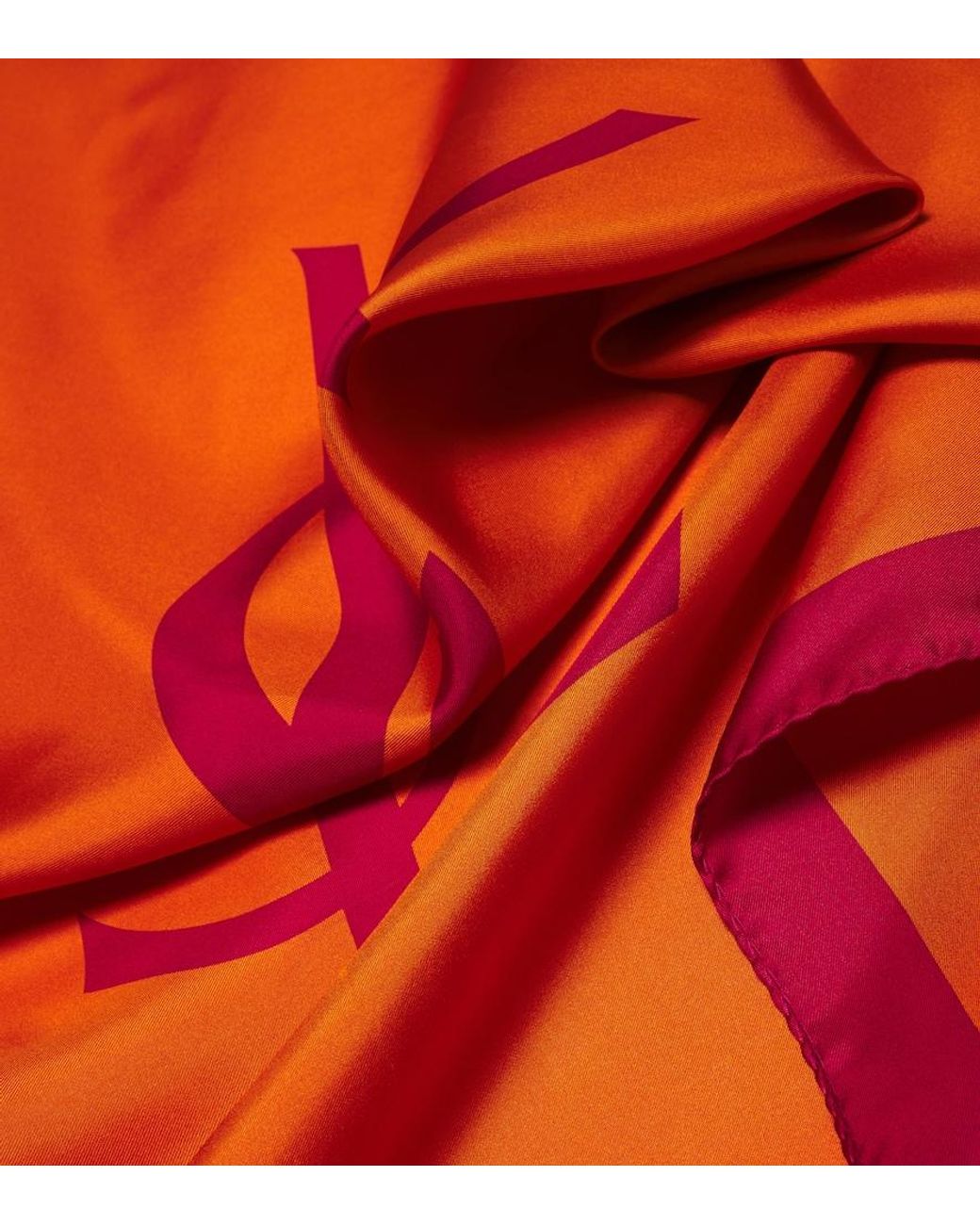 Saint Laurent Orange Cassandre Silk Twill Scarf