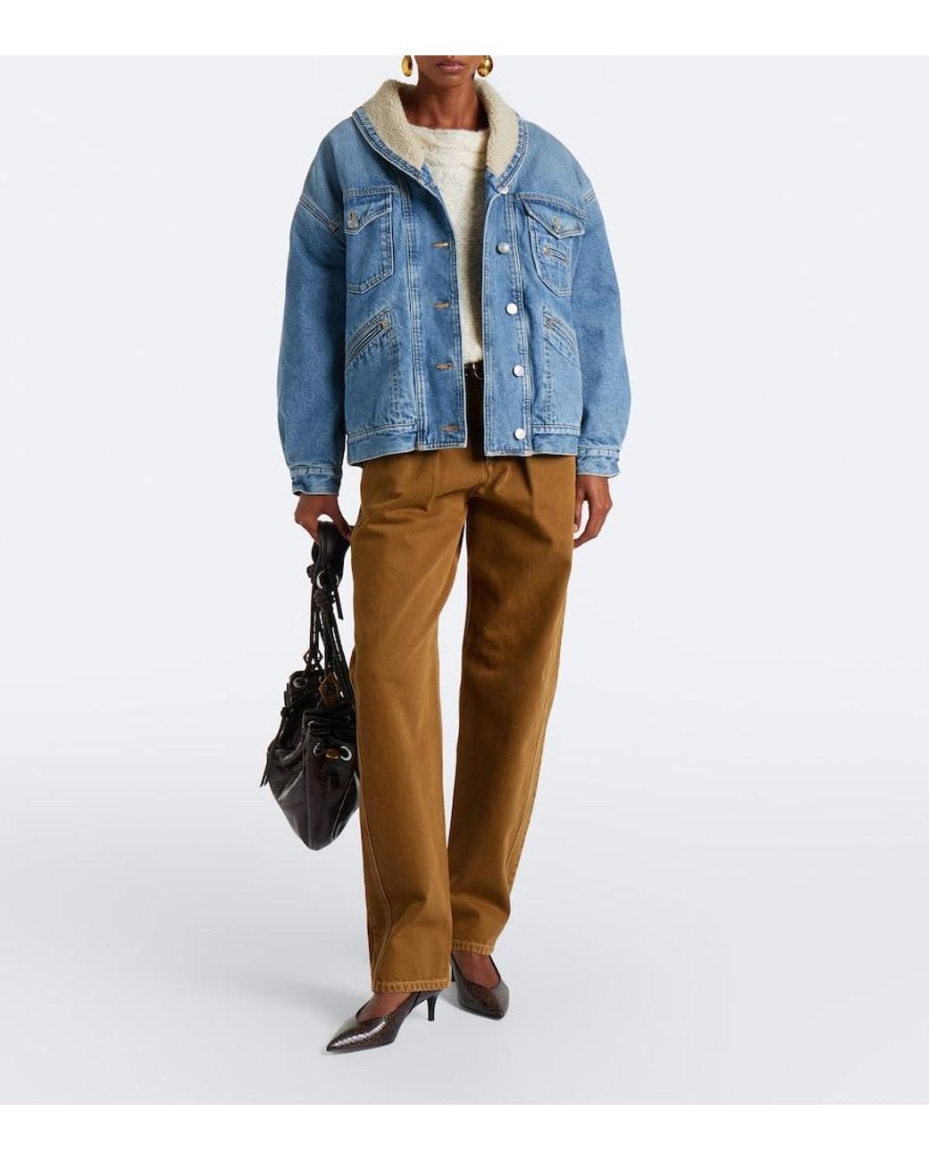 Isabel Marant Blue Pimia Fleece-Trimmed Denim Jacket