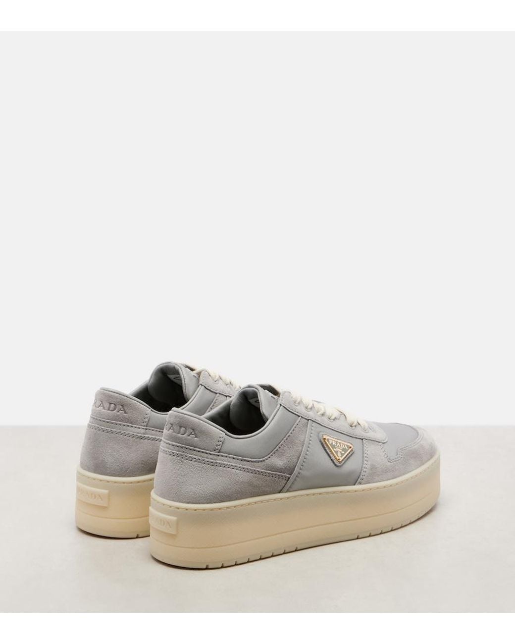 Prada White Downtown Re-Nylon Platform Sneakers