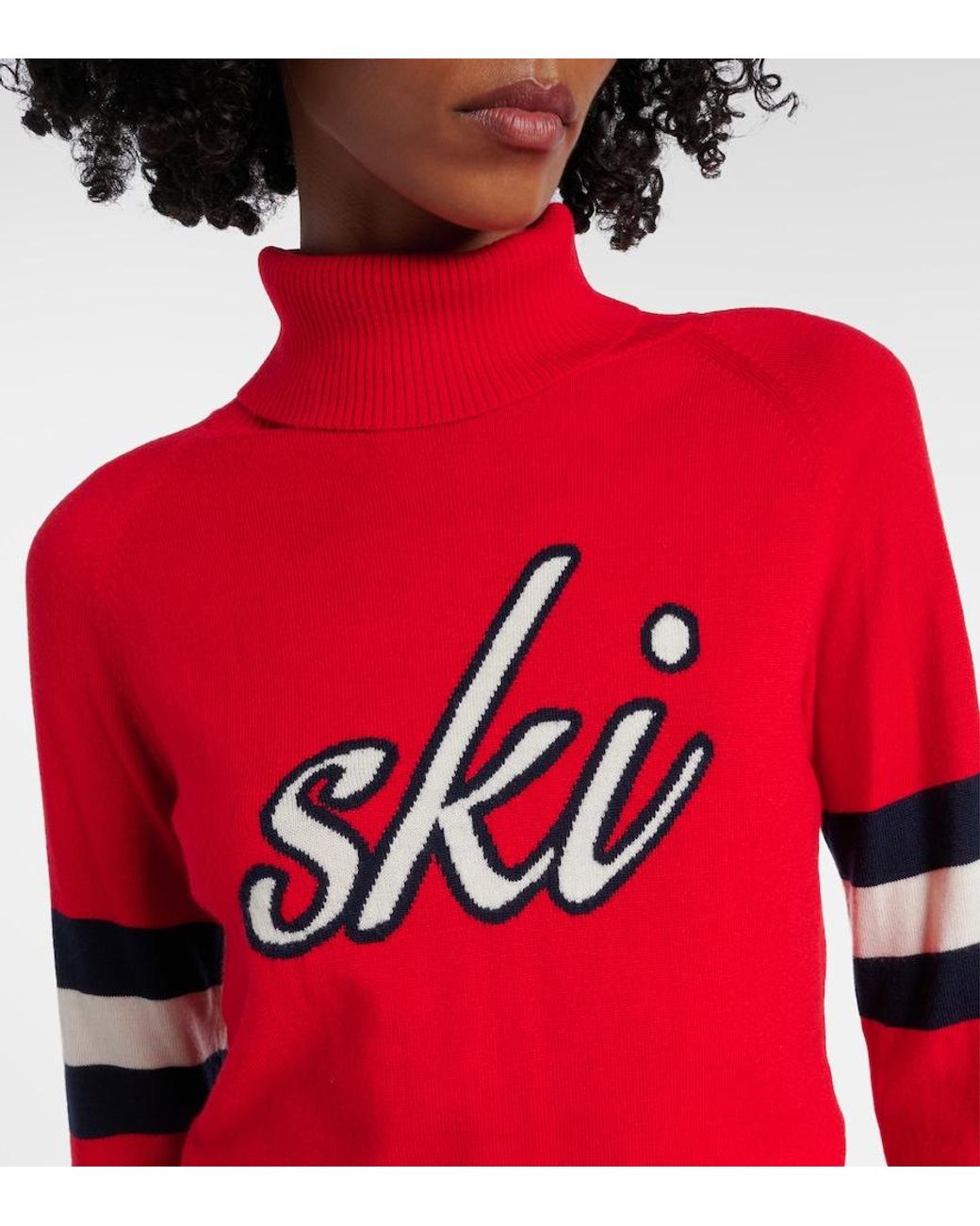 Perfect Moment Red Bright Neve Ski Intarsia Merino Wool Sweater