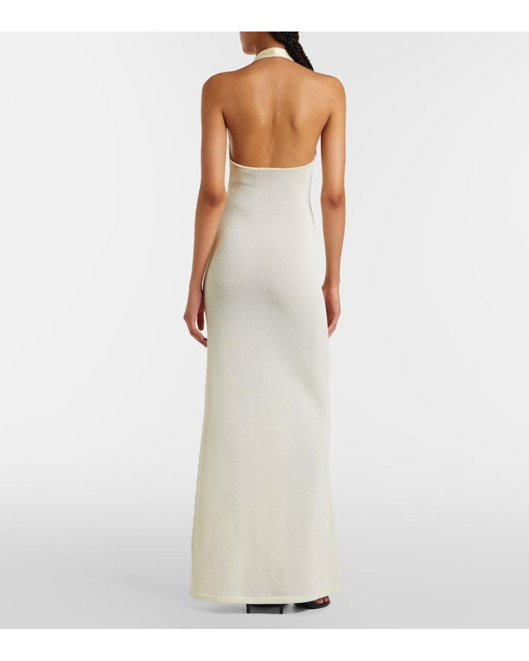 AYA MUSE White Nayra Cotton And Silk Blend Maxi Dress