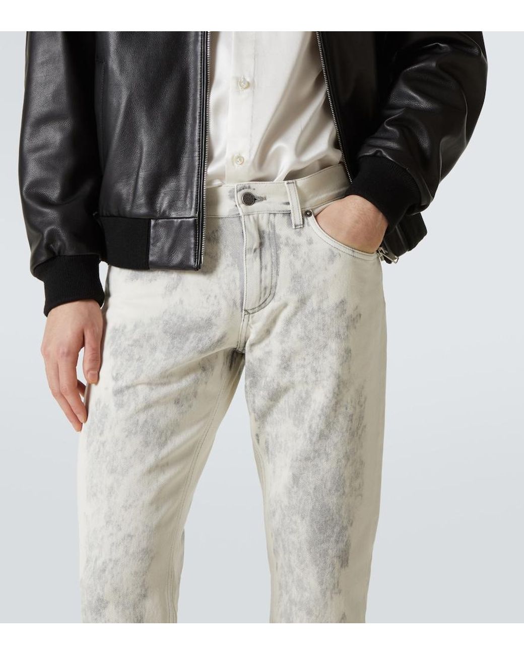 Dolce & Gabbana White Printed Straight Jeans for men