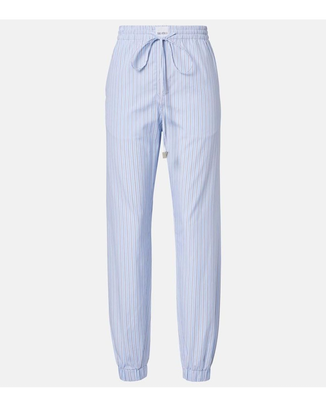 The Attico Blue Striped Cotton Tapered Pants