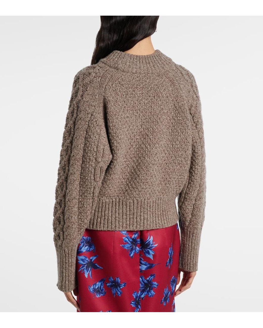 Emilia Wickstead Brown Emory Cable-Knit Wool Sweater