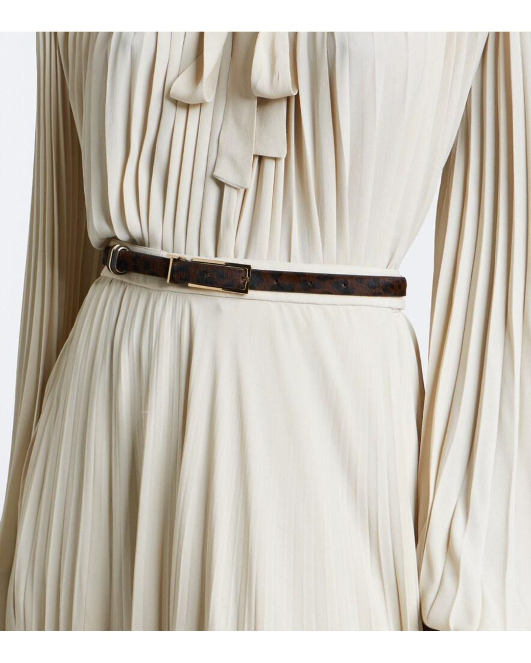 Tom Ford Black Leopard-Print Calf Hair Belt