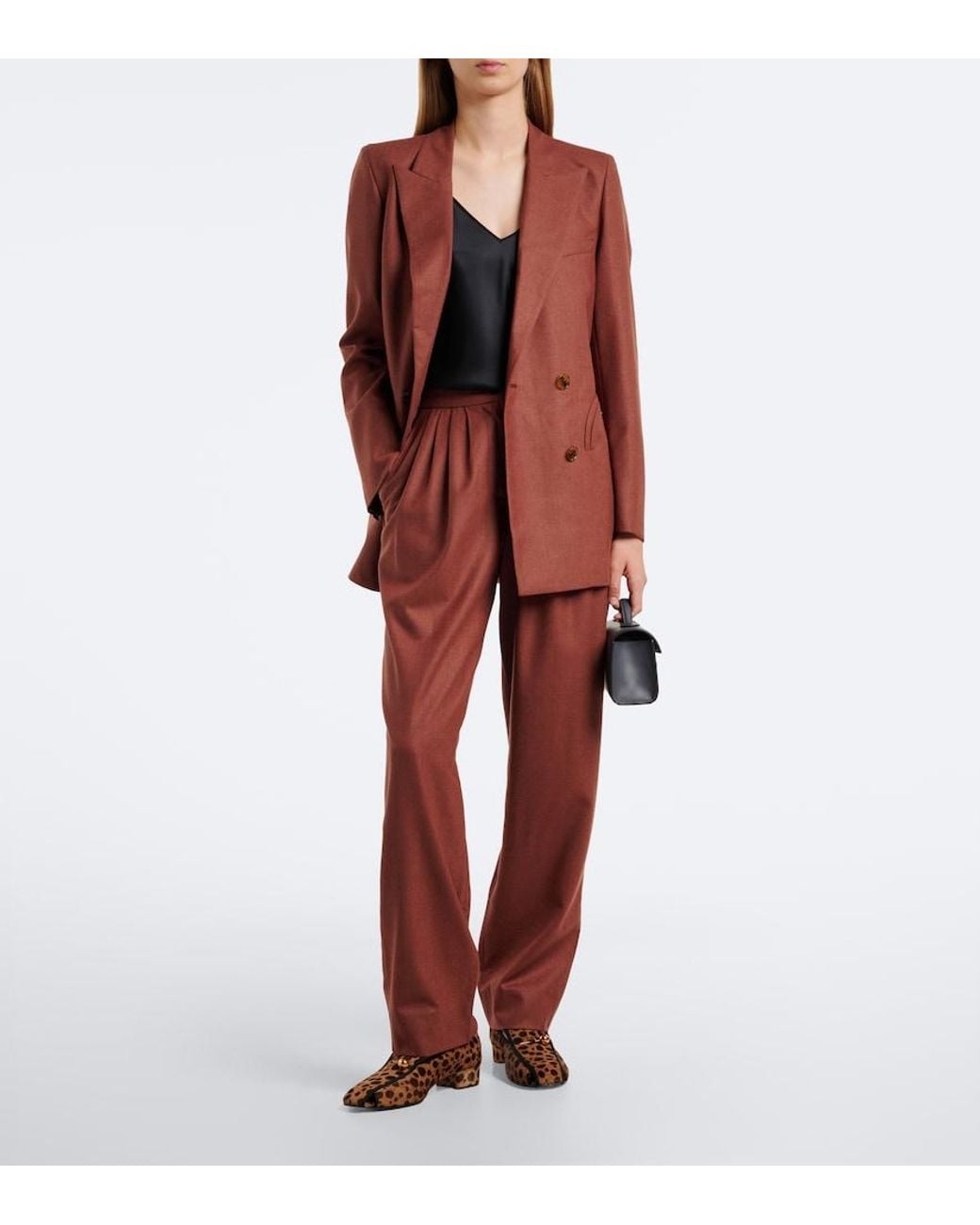 Blazé Milano Red Fox Wool And Cashmere Straight Pants