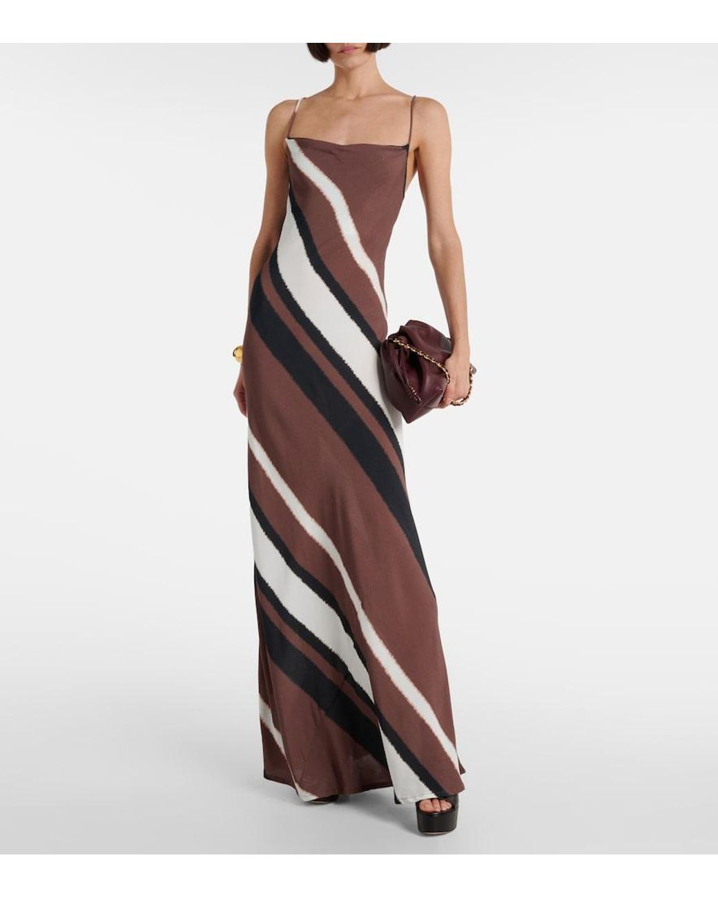 Faithfull The Brand Brown Sisudo Striped Maxi Dress