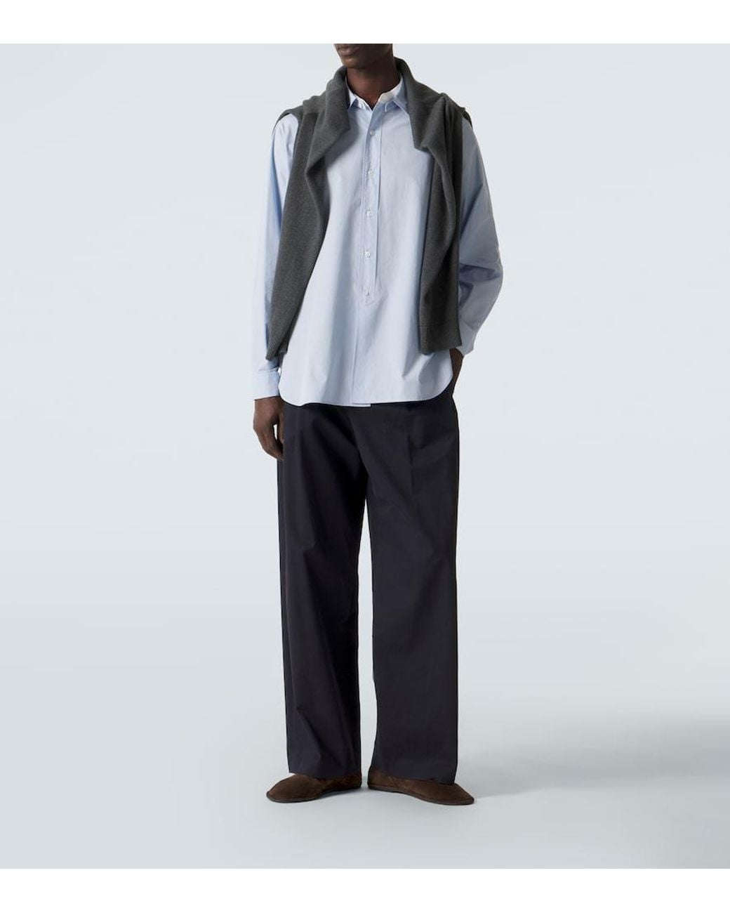 The Row Blue Melchior Cotton Poplin Shirt for men