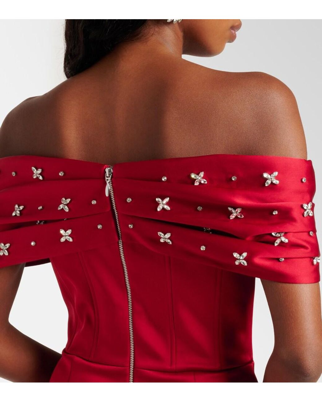 Rebecca Vallance Red Carmella Embellished Satin Minidress