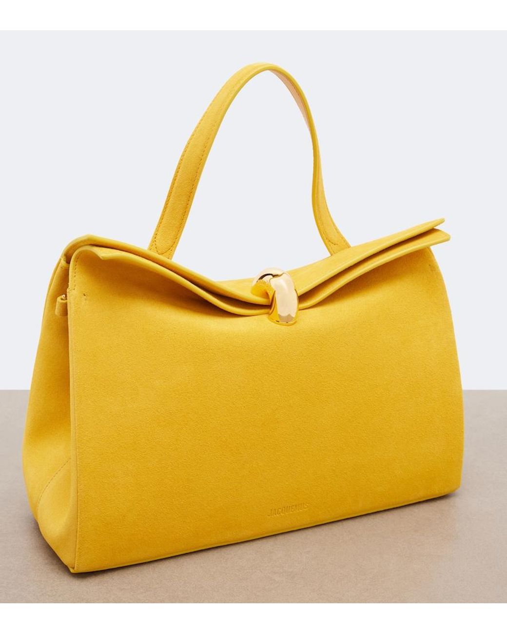 Jacquemus Yellow Valerie Suede Top-Handle Bag