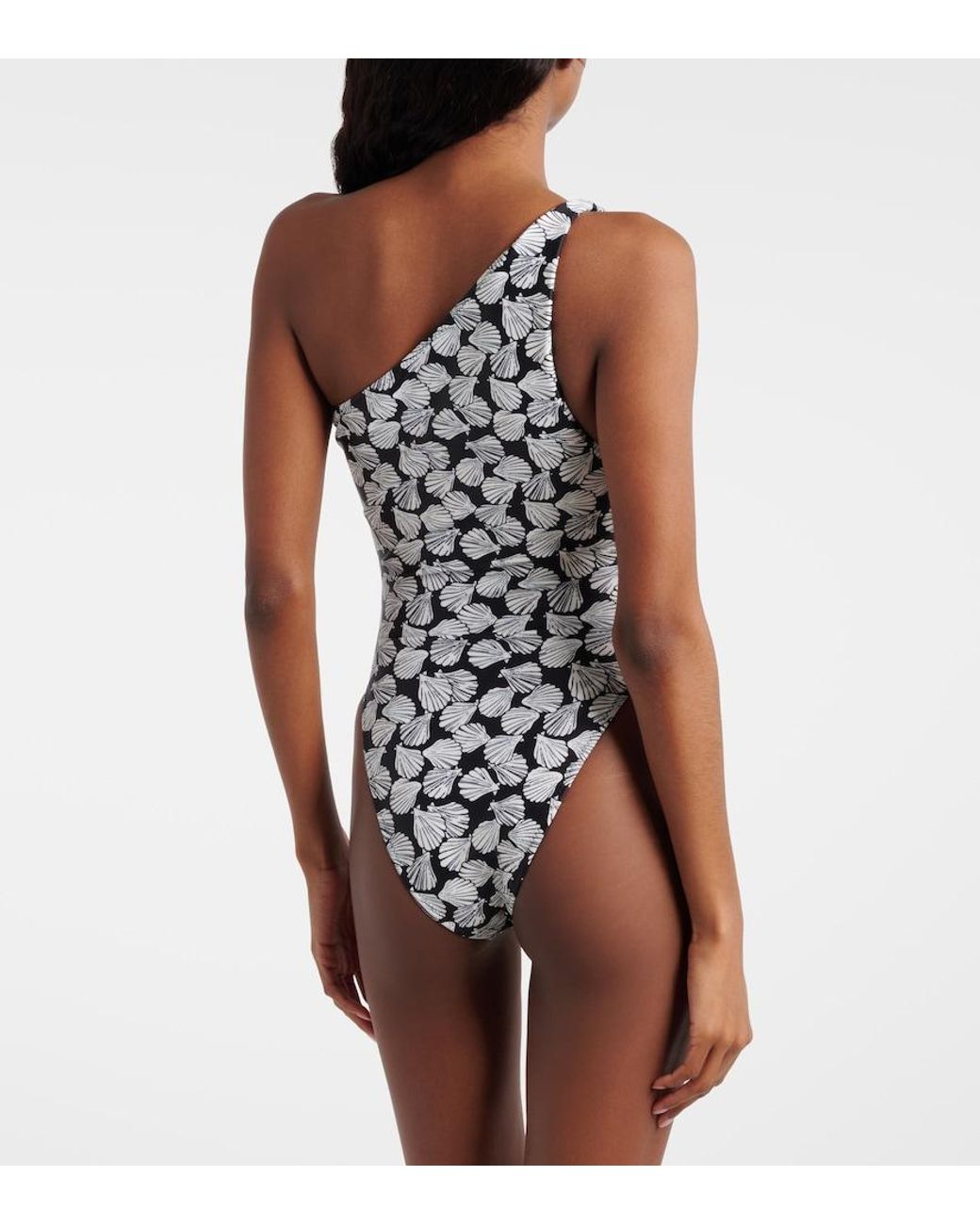 SAME White Printed One-Shoulder Swimsuit