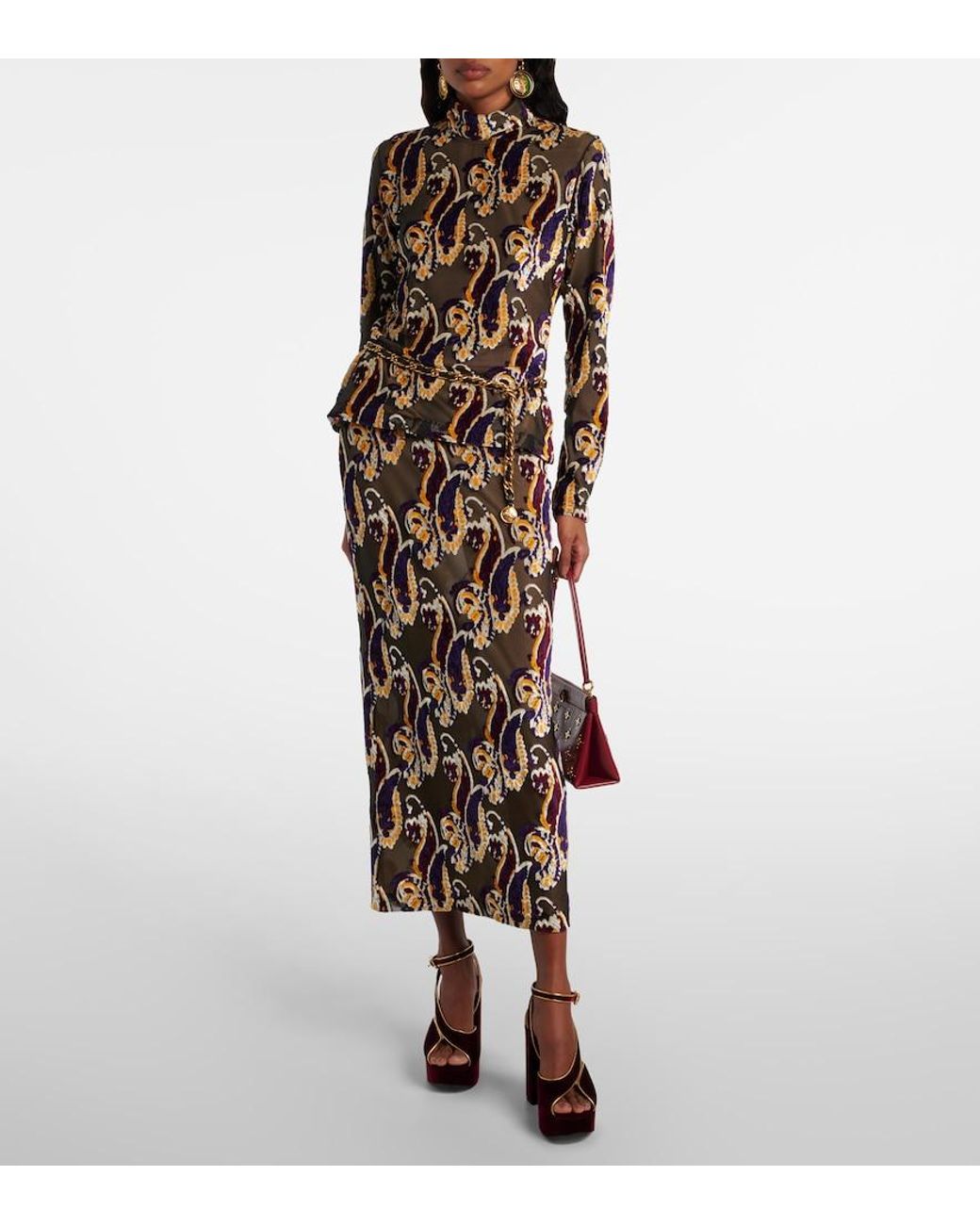Etro Black Paisley Semi-Sheer Top