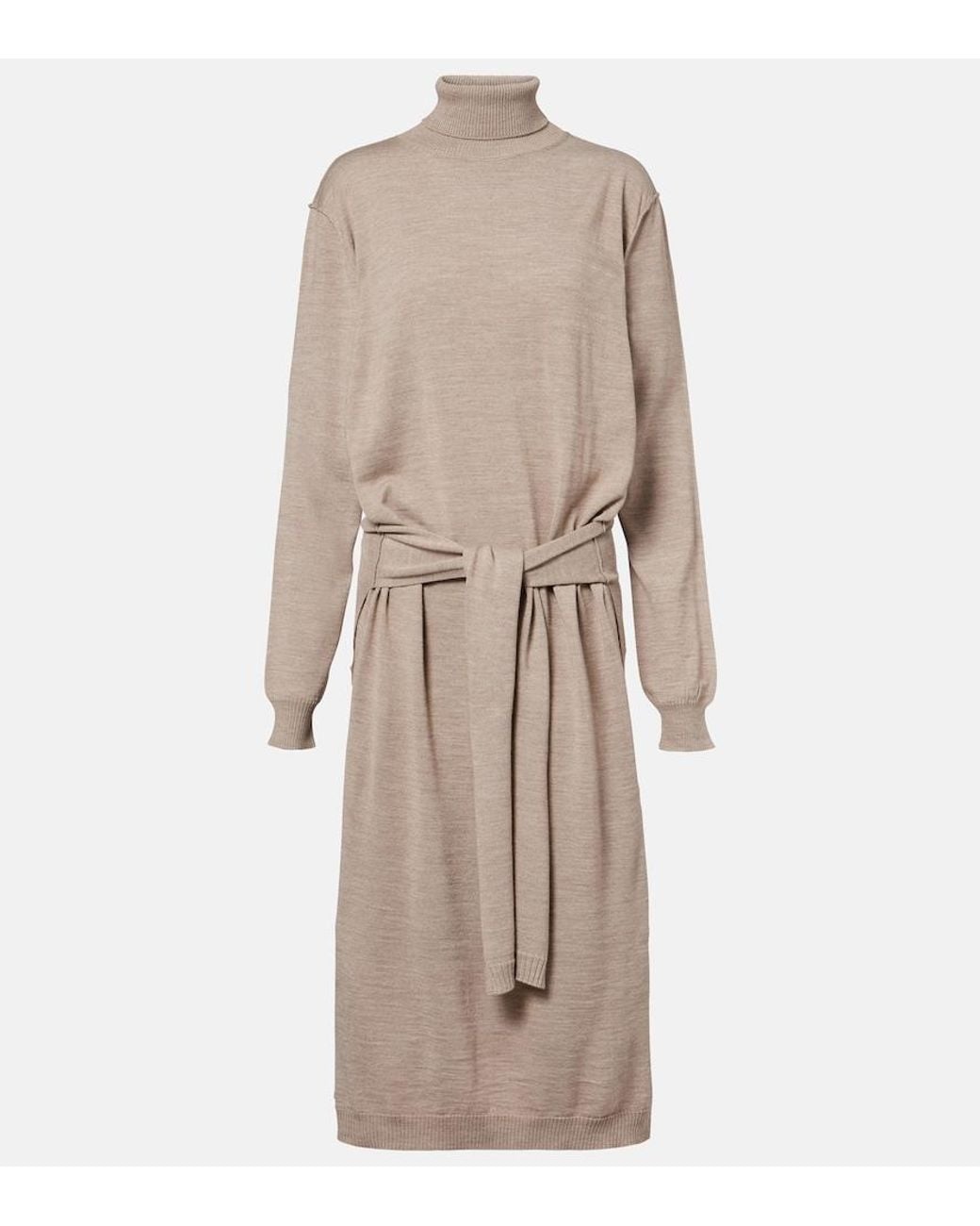 Lemaire Natural Trompe L'Oil Wool-Blend Midi Dress