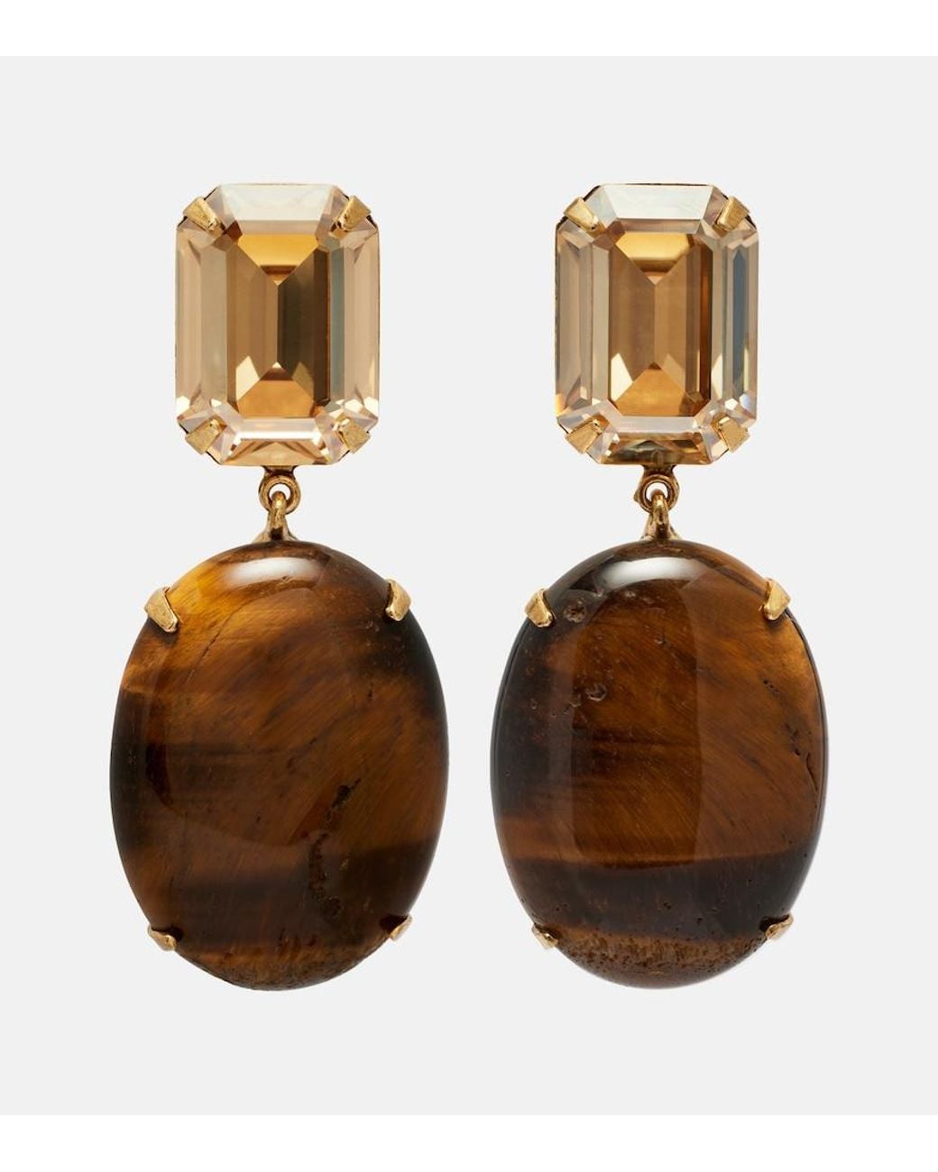 Jennifer Behr Brown Xiomara Embellished-Plated Earrings