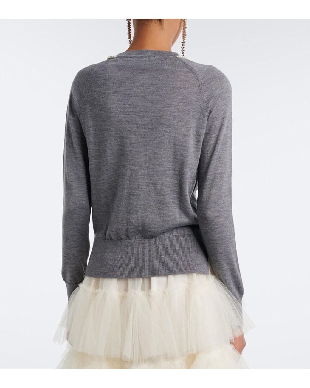 Simone Rocha Gray Embellished Wool And Silk Cardigan