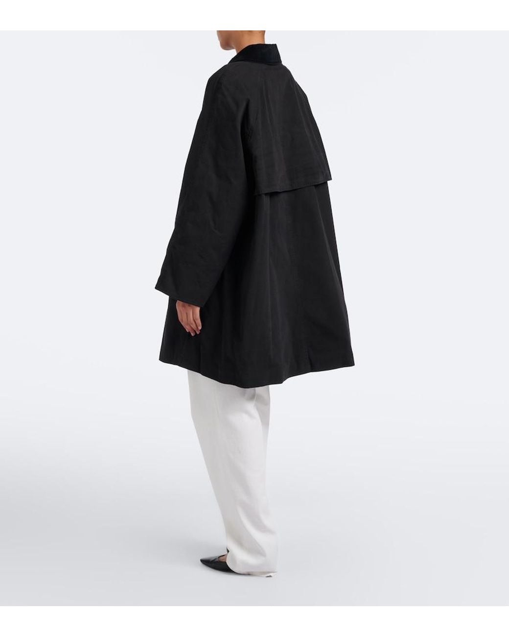 The Row Black Ina Cotton Gabardine Coat