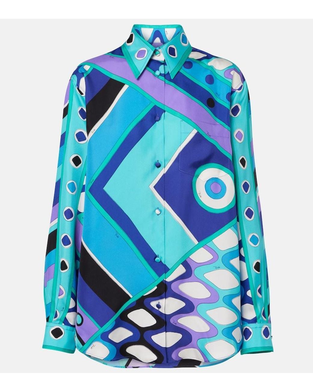 Emilio Pucci Blue Vivara Silk Twill Shirt