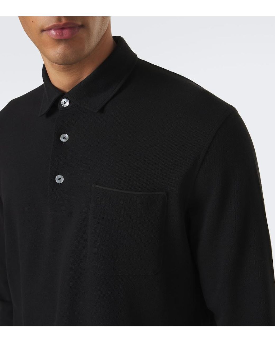 Zegna Black Cotton Pique Polo Shirt for men