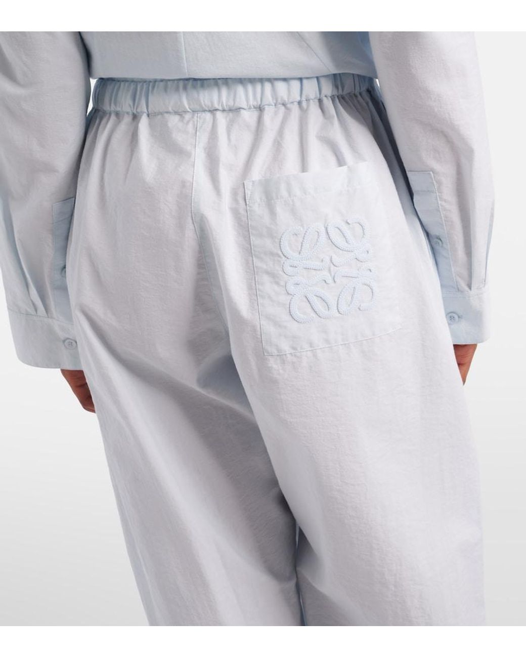 Loewe Blue Paula's Ibiza Cotton-Blend Poplin Wide-Leg Pants